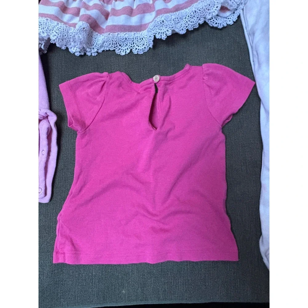 Ralph Lauren Baby Girl 6M 4 Pc Lot Romper Dress Footed Sleeper Shirt Pink Pony
